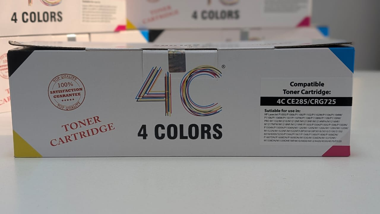 4C CE285A Black Toner Cartridge – High Yield, OEM Compatible, Genuine Replacement for Printers, High Yield, Vivid Color Output